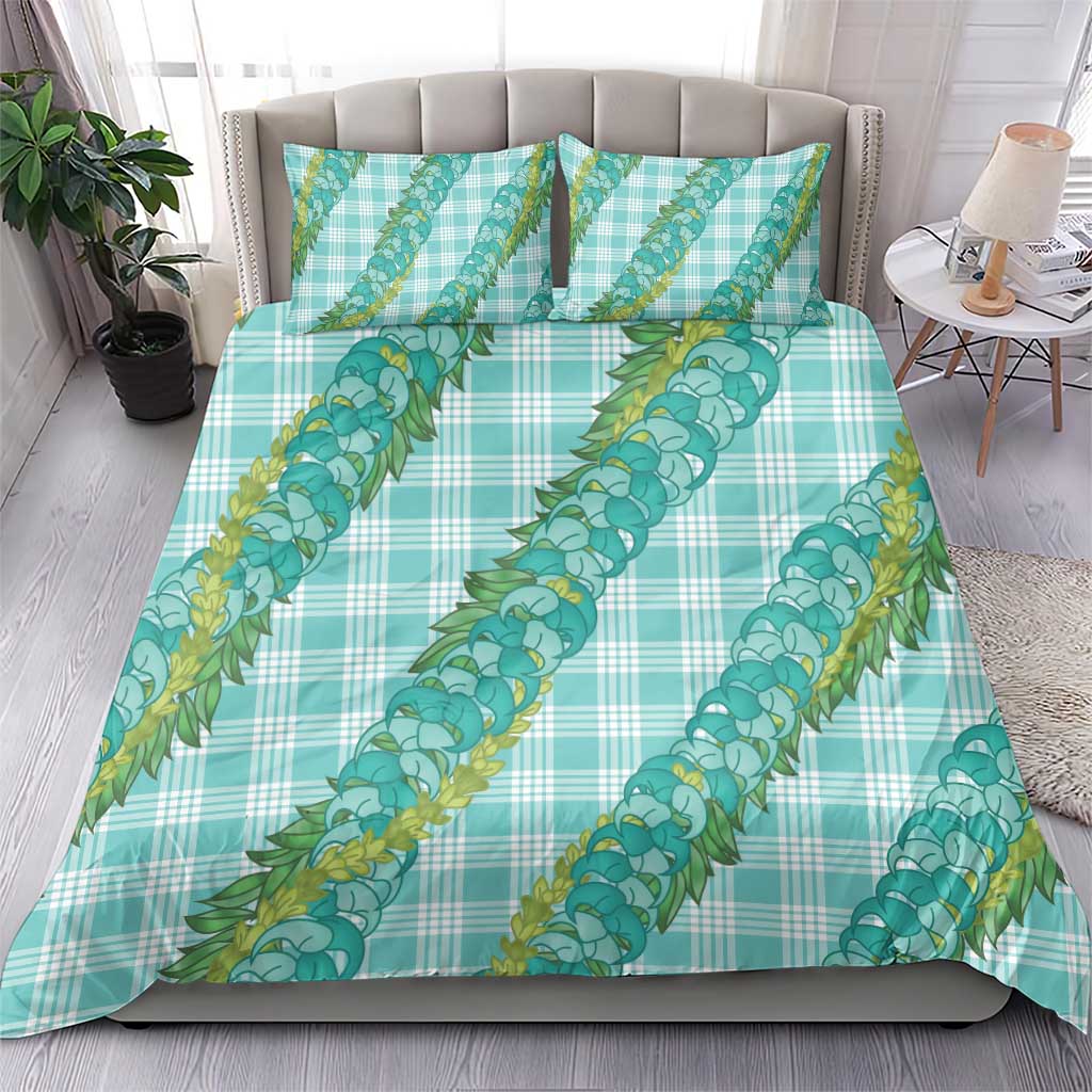 Hawaii Jade Vine Lei Bedding Set Aloha Palaka Motif - Turquoise LT14 - Polynesian Pride