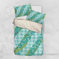 Hawaii Jade Vine Lei Bedding Set Aloha Palaka Motif - Turquoise LT14 US Twin 172cm x 218cm Turquoise - Polynesian Pride