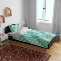 Hawaii Jade Vine Lei Bedding Set Aloha Palaka Motif - Turquoise LT14 - Polynesian Pride