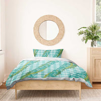 Hawaii Jade Vine Lei Bedding Set Aloha Palaka Motif - Turquoise LT14 - Polynesian Pride