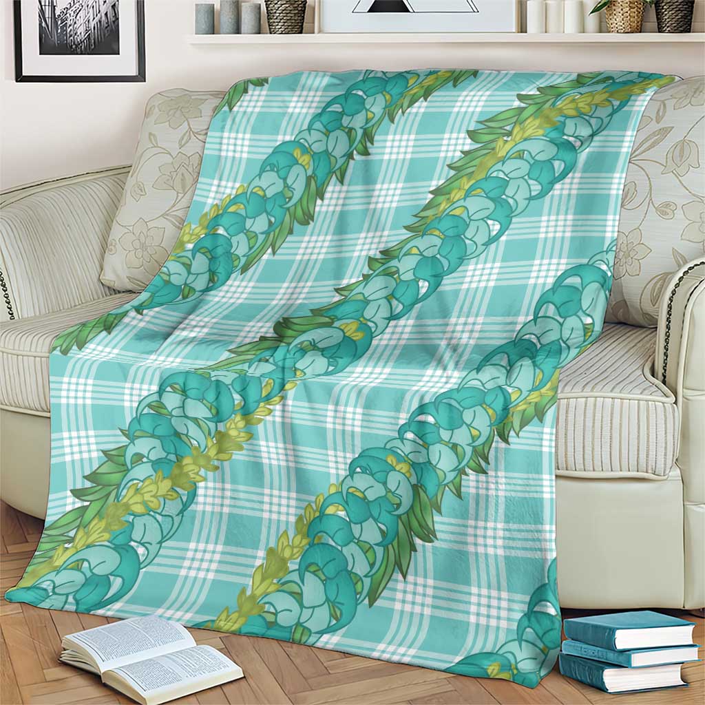 Hawaii Jade Vine Lei Blanket Aloha Palaka Motif - Turquoise LT14 - Polynesian Pride