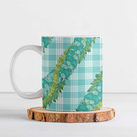 Hawaii Jade Vine Lei Ceramic Mug Aloha Palaka Motif - Turquoise LT14 Turquoise - Polynesian Pride