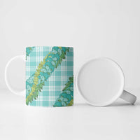 Hawaii Jade Vine Lei Ceramic Mug Aloha Palaka Motif - Turquoise LT14 - Polynesian Pride