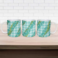 Hawaii Jade Vine Lei Ceramic Mug Aloha Palaka Motif - Turquoise LT14 - Polynesian Pride