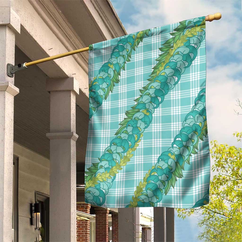 Hawaii Jade Vine Lei Garden Flag Aloha Palaka Motif - Turquoise LT14 House Flag Turquoise - Polynesian Pride