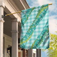 Hawaii Jade Vine Lei Garden Flag Aloha Palaka Motif - Turquoise LT14 House Flag Turquoise - Polynesian Pride