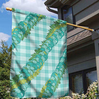 Hawaii Jade Vine Lei Garden Flag Aloha Palaka Motif - Turquoise LT14 - Polynesian Pride
