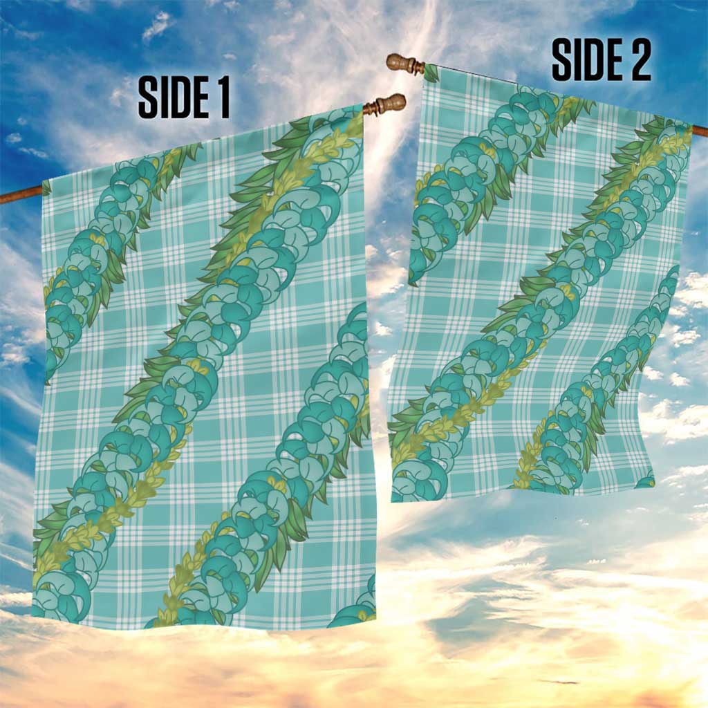 Hawaii Jade Vine Lei Garden Flag Aloha Palaka Motif - Turquoise LT14 - Polynesian Pride