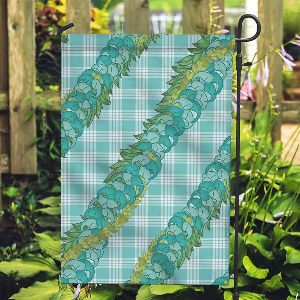 Hawaii Jade Vine Lei Garden Flag Aloha Palaka Motif - Turquoise LT14 Garden Flag Turquoise - Polynesian Pride