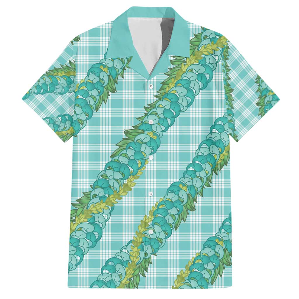 Hawaii Jade Vine Lei Hawaiian Shirt Aloha Palaka Motif - Turquoise LT14 Turquoise - Polynesian Pride