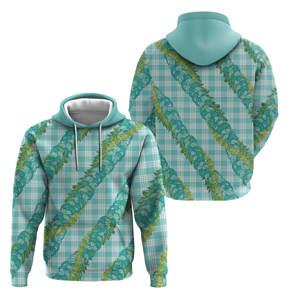 Hawaii Jade Vine Lei Hoodie Aloha Palaka Motif - Turquoise LT14 - Polynesian Pride