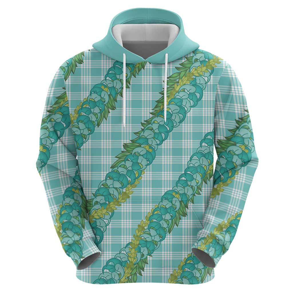 Hawaii Jade Vine Lei Hoodie Aloha Palaka Motif - Turquoise LT14 - Polynesian Pride