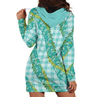 Hawaii Jade Vine Lei Hoodie Dress Aloha Palaka Motif - Turquoise LT14 - Polynesian Pride