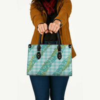 Hawaii Jade Vine Lei Leather Bag Aloha Palaka Motif - Turquoise LT14 Turquoise - Polynesian Pride