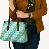 Hawaii Jade Vine Lei Leather Bag Aloha Palaka Motif - Turquoise LT14 - Polynesian Pride