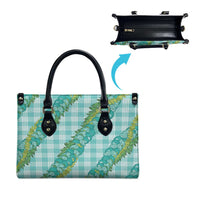 Hawaii Jade Vine Lei Leather Bag Aloha Palaka Motif - Turquoise LT14 - Polynesian Pride
