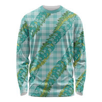 Hawaii Jade Vine Lei Long Sleeve Shirt Aloha Palaka Motif - Turquoise LT14 Unisex Turquoise - Polynesian Pride