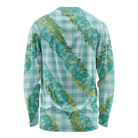 Hawaii Jade Vine Lei Long Sleeve Shirt Aloha Palaka Motif - Turquoise LT14 - Polynesian Pride