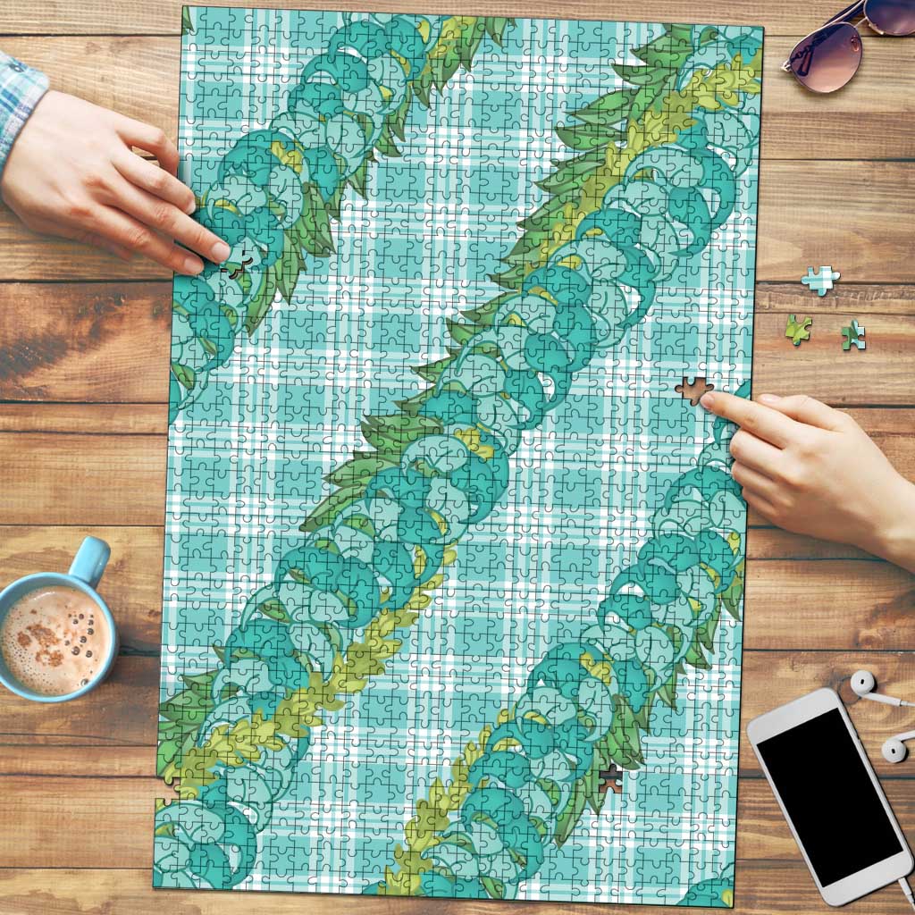 Hawaii Jade Vine Lei Puzzle Aloha Palaka Motif - Turquoise LT14 Turquoise - Polynesian Pride