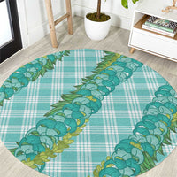 Hawaii Jade Vine Lei Round Carpet Aloha Palaka Motif - Turquoise LT14 Turquoise - Polynesian Pride