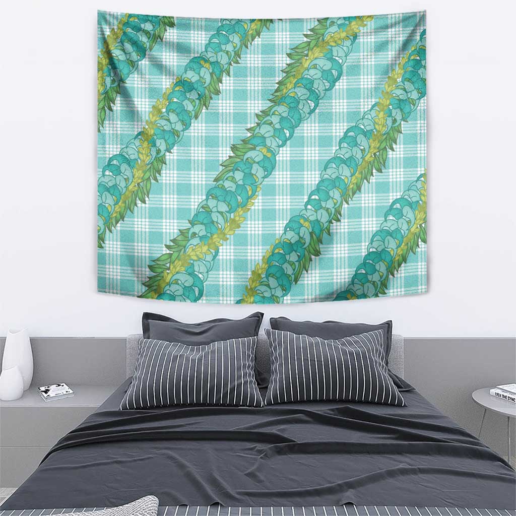 Hawaii Jade Vine Lei Tapestry Aloha Palaka Motif - Turquoise LT14 - Polynesian Pride