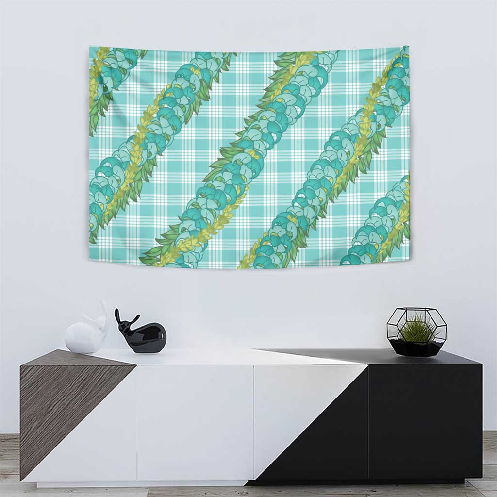Hawaii Jade Vine Lei Tapestry Aloha Palaka Motif - Turquoise LT14 - Polynesian Pride