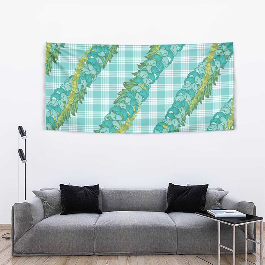Hawaii Jade Vine Lei Tapestry Aloha Palaka Motif - Turquoise LT14 - Polynesian Pride