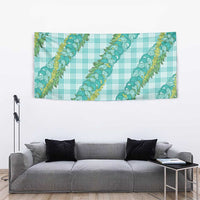 Hawaii Jade Vine Lei Tapestry Aloha Palaka Motif - Turquoise LT14 - Polynesian Pride