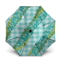 Hawaii Jade Vine Lei Umbrella Aloha Palaka Motif - Turquoise LT14 One Size Folded 11.42 inch Opened Diameter 37.4 inch Turquoise - Polynesian Pride