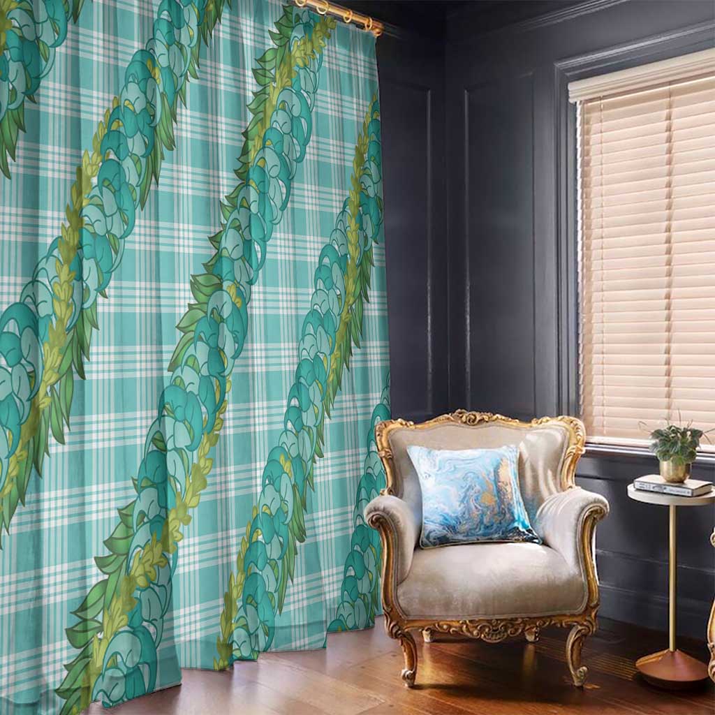 Hawaii Jade Vine Lei Window Curtain Aloha Palaka Motif - Turquoise LT14 - Polynesian Pride