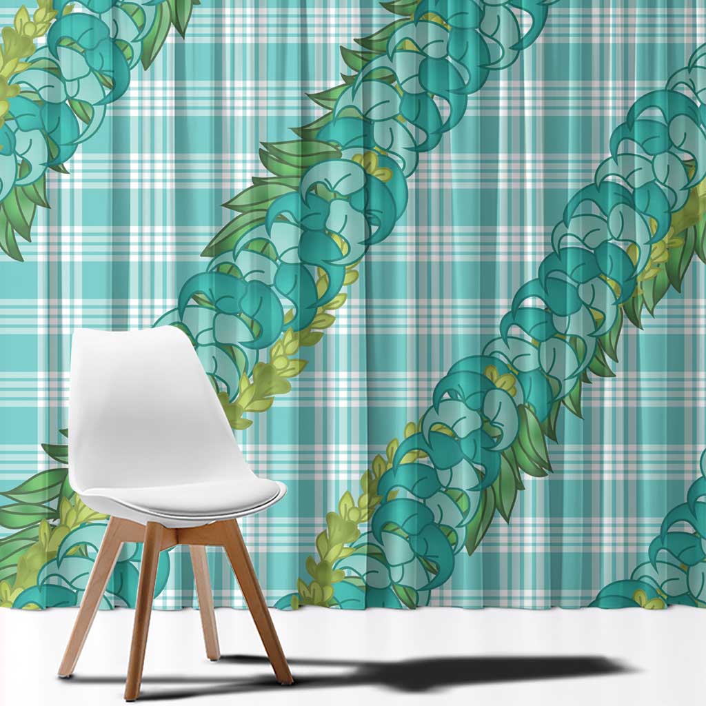 Hawaii Jade Vine Lei Window Curtain Aloha Palaka Motif - Turquoise LT14 - Polynesian Pride