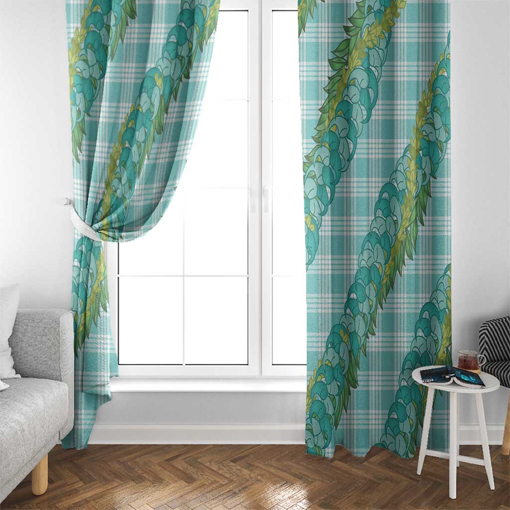 Hawaii Jade Vine Lei Window Curtain Aloha Palaka Motif - Turquoise LT14 - Polynesian Pride