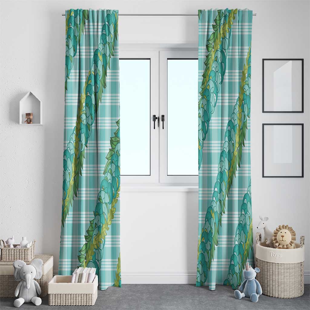 Hawaii Jade Vine Lei Window Curtain Aloha Palaka Motif - Turquoise LT14 - Polynesian Pride