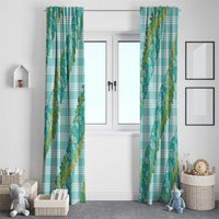 Hawaii Jade Vine Lei Window Curtain Aloha Palaka Motif - Turquoise LT14 - Polynesian Pride