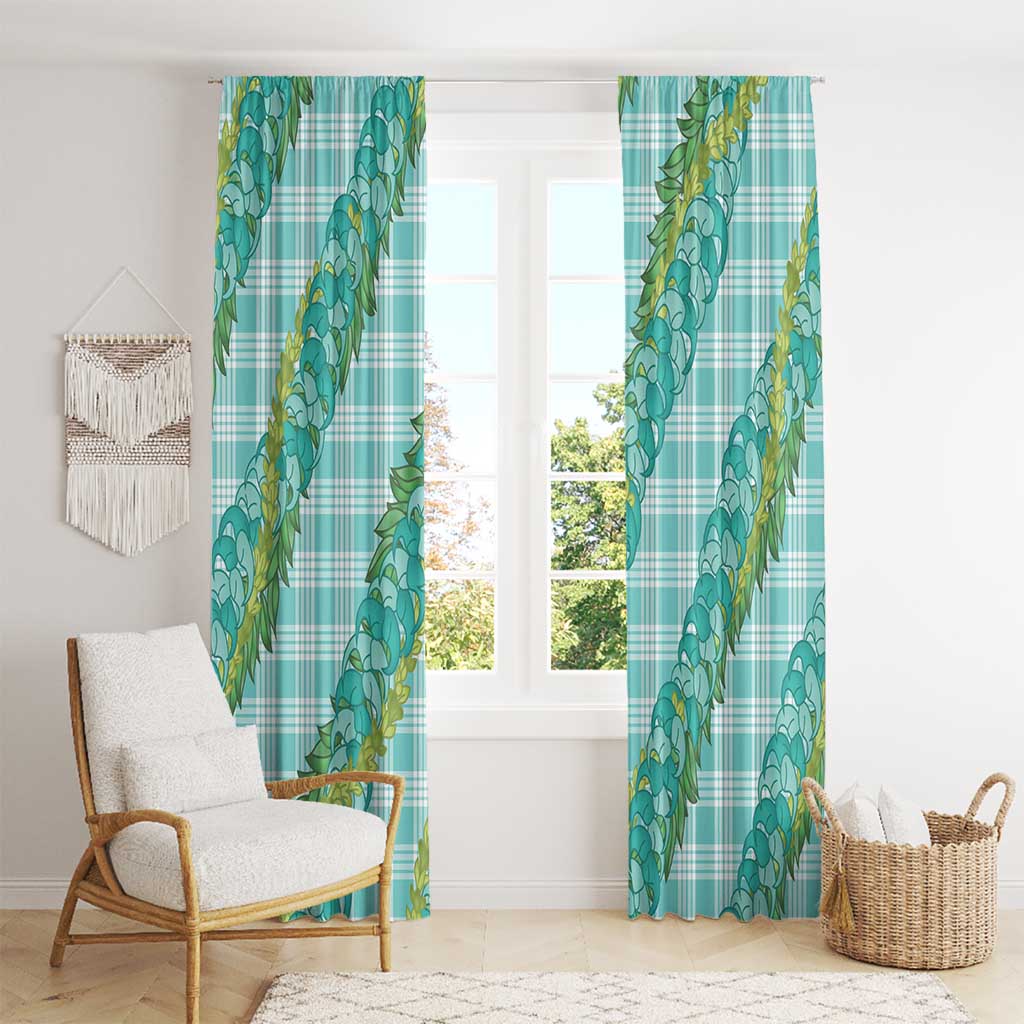 Hawaii Jade Vine Lei Window Curtain Aloha Palaka Motif - Turquoise LT14 - Polynesian Pride
