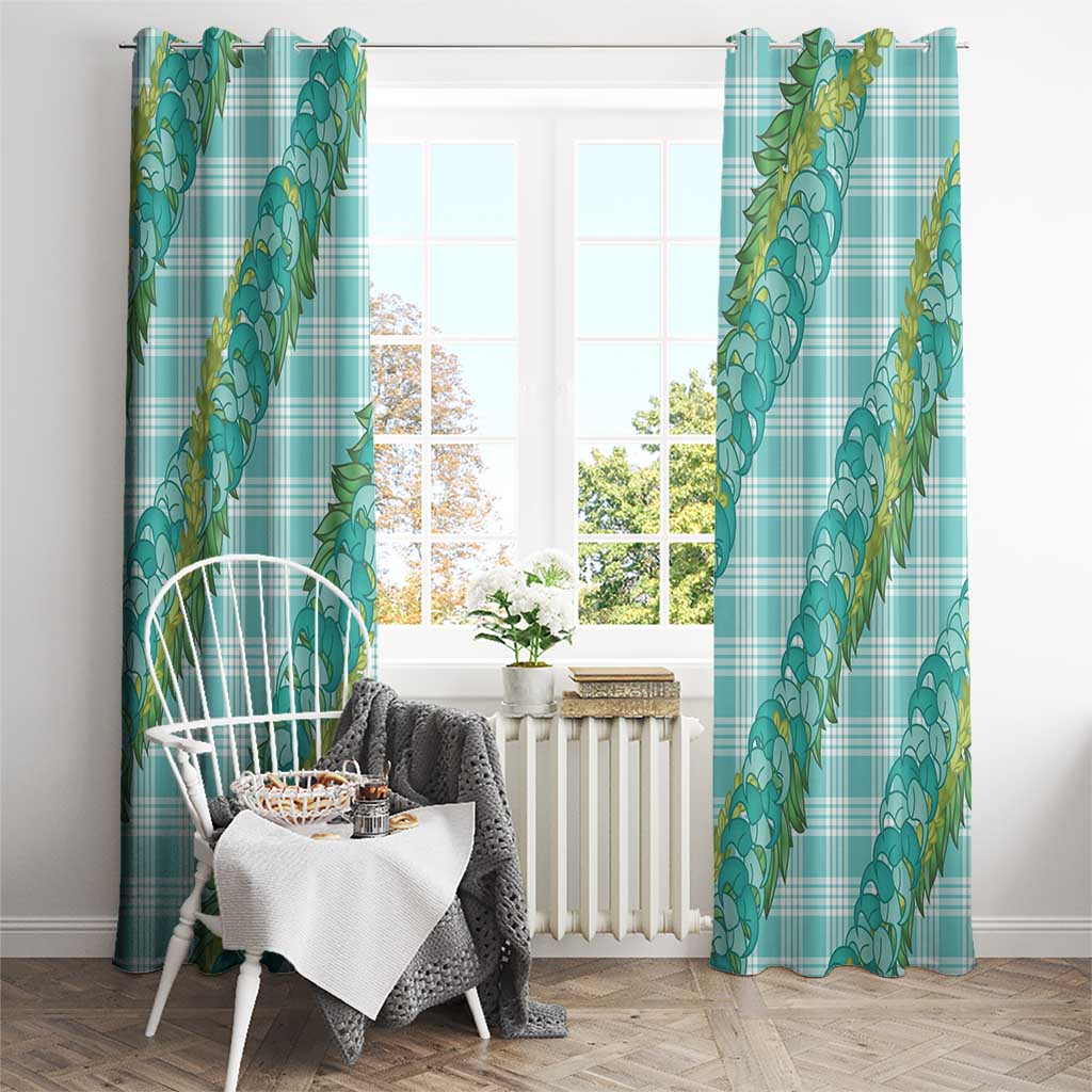 Hawaii Jade Vine Lei Window Curtain Aloha Palaka Motif - Turquoise LT14 - Polynesian Pride