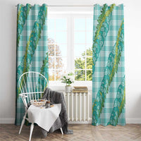 Hawaii Jade Vine Lei Window Curtain Aloha Palaka Motif - Turquoise LT14 - Polynesian Pride
