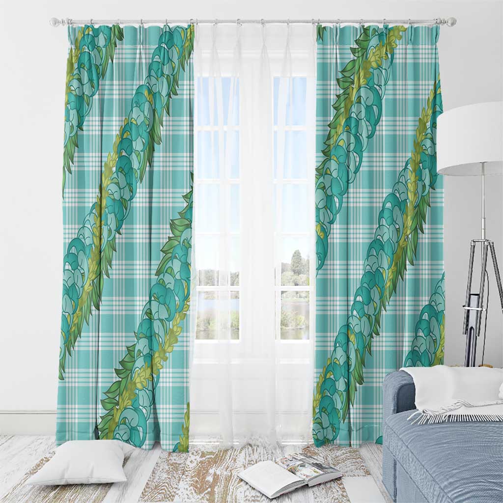Hawaii Jade Vine Lei Window Curtain Aloha Palaka Motif - Turquoise LT14 - Polynesian Pride