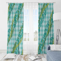 Hawaii Jade Vine Lei Window Curtain Aloha Palaka Motif - Turquoise LT14 - Polynesian Pride