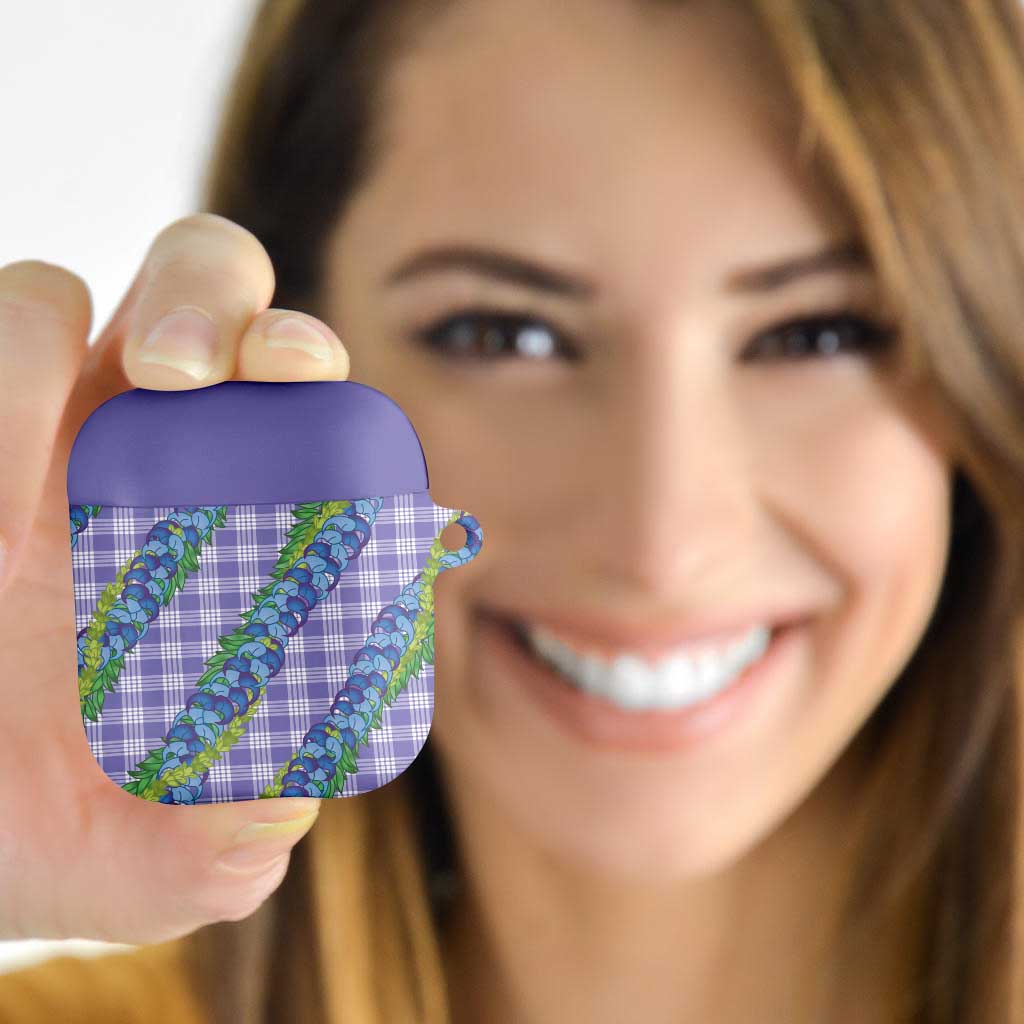 Hawaii Jade Vine Lei AirPods Case Aloha Palaka Motif - Purple LT14 Purple - Polynesian Pride
