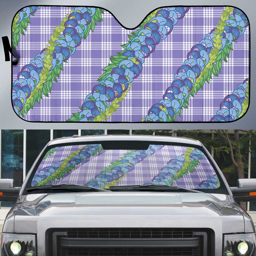 Hawaii Jade Vine Lei Auto Sun Shade Aloha Palaka Motif - Purple LT14 Purple - Polynesian Pride