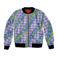 Hawaii Jade Vine Lei Bomber Jacket Aloha Palaka Motif - Purple LT14 Unisex Purple - Polynesian Pride