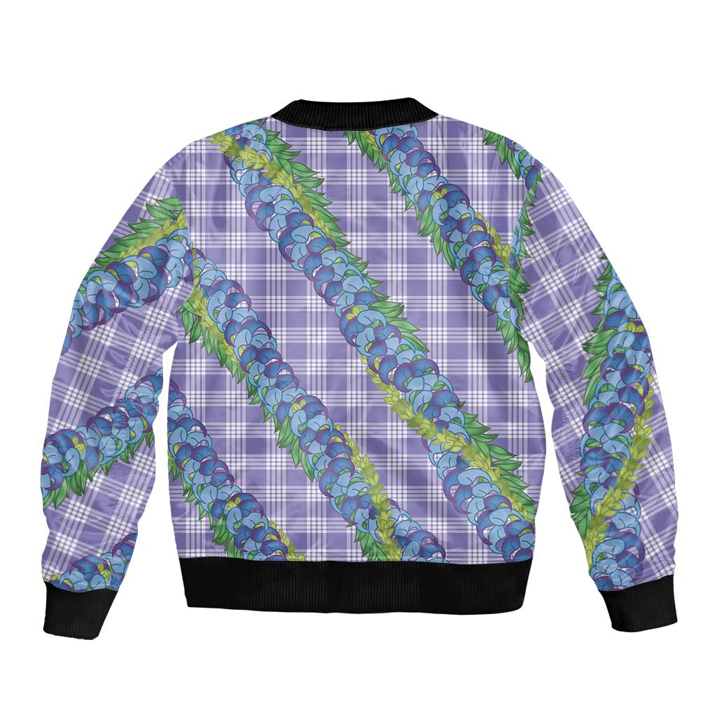 Hawaii Jade Vine Lei Bomber Jacket Aloha Palaka Motif - Purple LT14 - Polynesian Pride