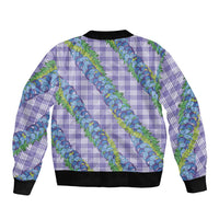 Hawaii Jade Vine Lei Bomber Jacket Aloha Palaka Motif - Purple LT14 - Polynesian Pride