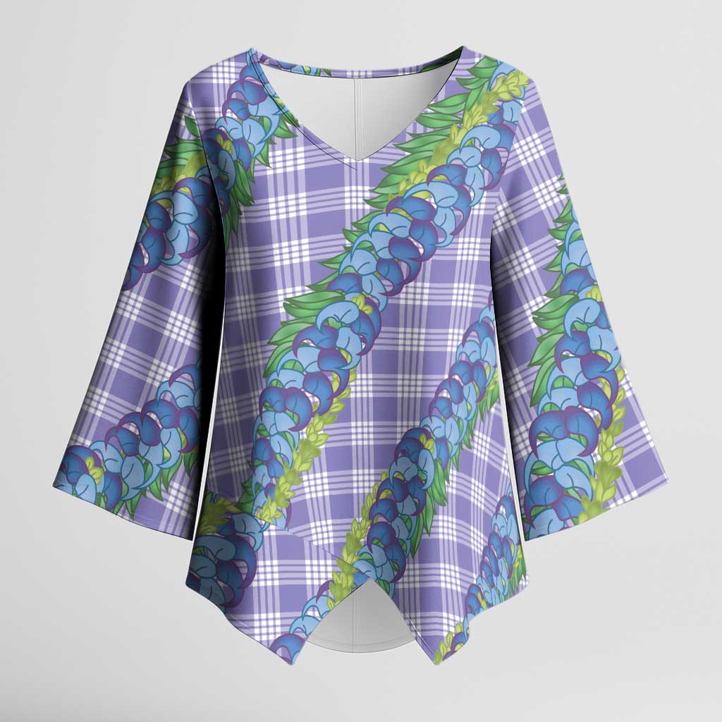Hawaii Jade Vine Lei Kimono Sleeve Blouse Aloha Palaka Motif - Purple LT14 Female Purple - Polynesian Pride