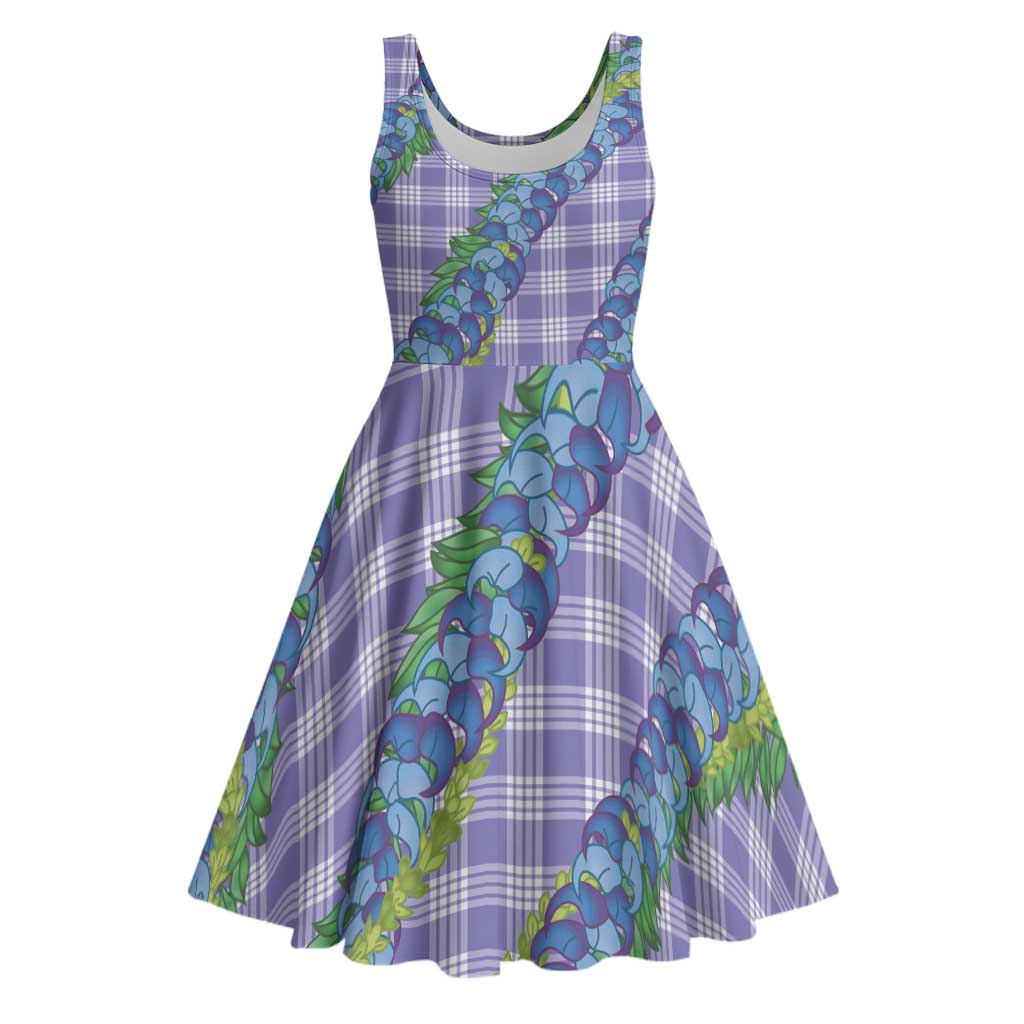 Hawaii Jade Vine Lei Midi Dress Aloha Palaka Motif - Purple LT14 Purple - Polynesian Pride