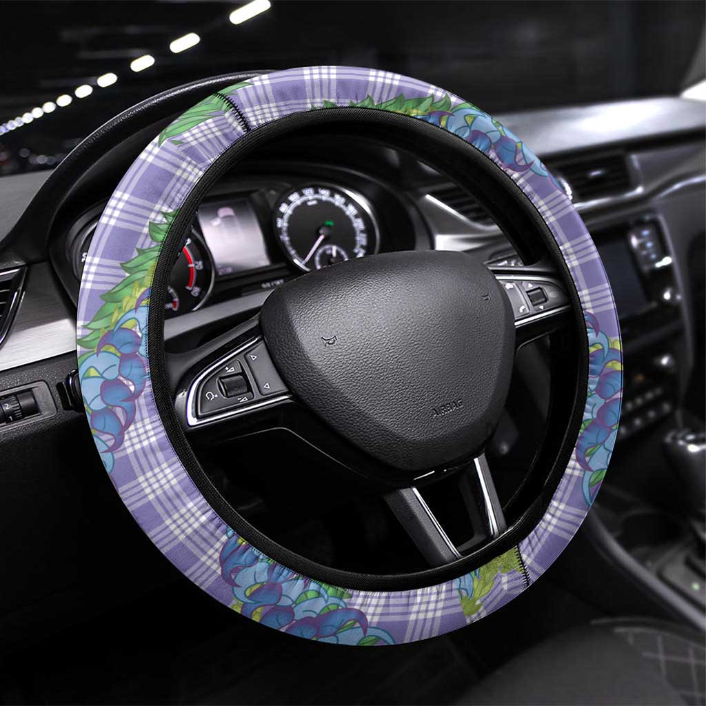 Hawaii Jade Vine Lei Steering Wheel Cover Aloha Palaka Motif - Purple LT14 Universal Fit Purple - Polynesian Pride