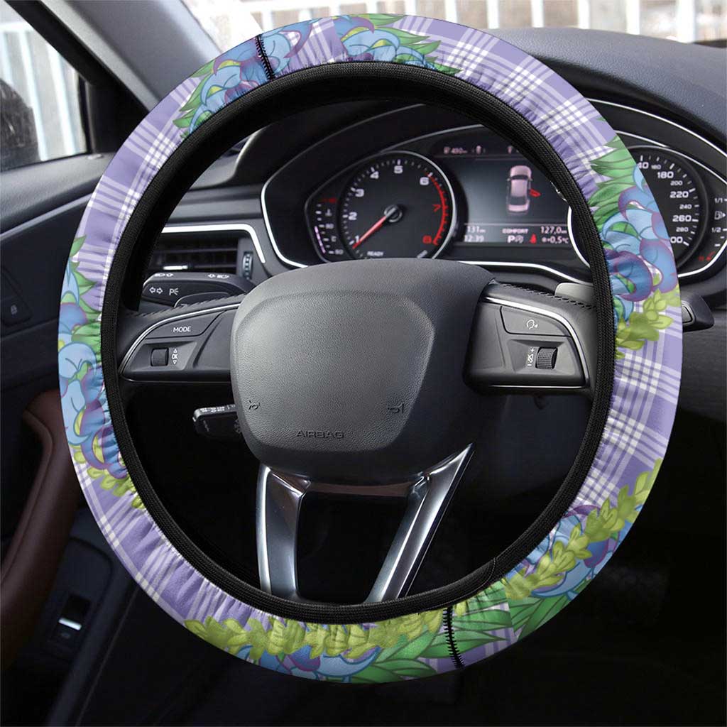 Hawaii Jade Vine Lei Steering Wheel Cover Aloha Palaka Motif - Purple LT14 - Polynesian Pride
