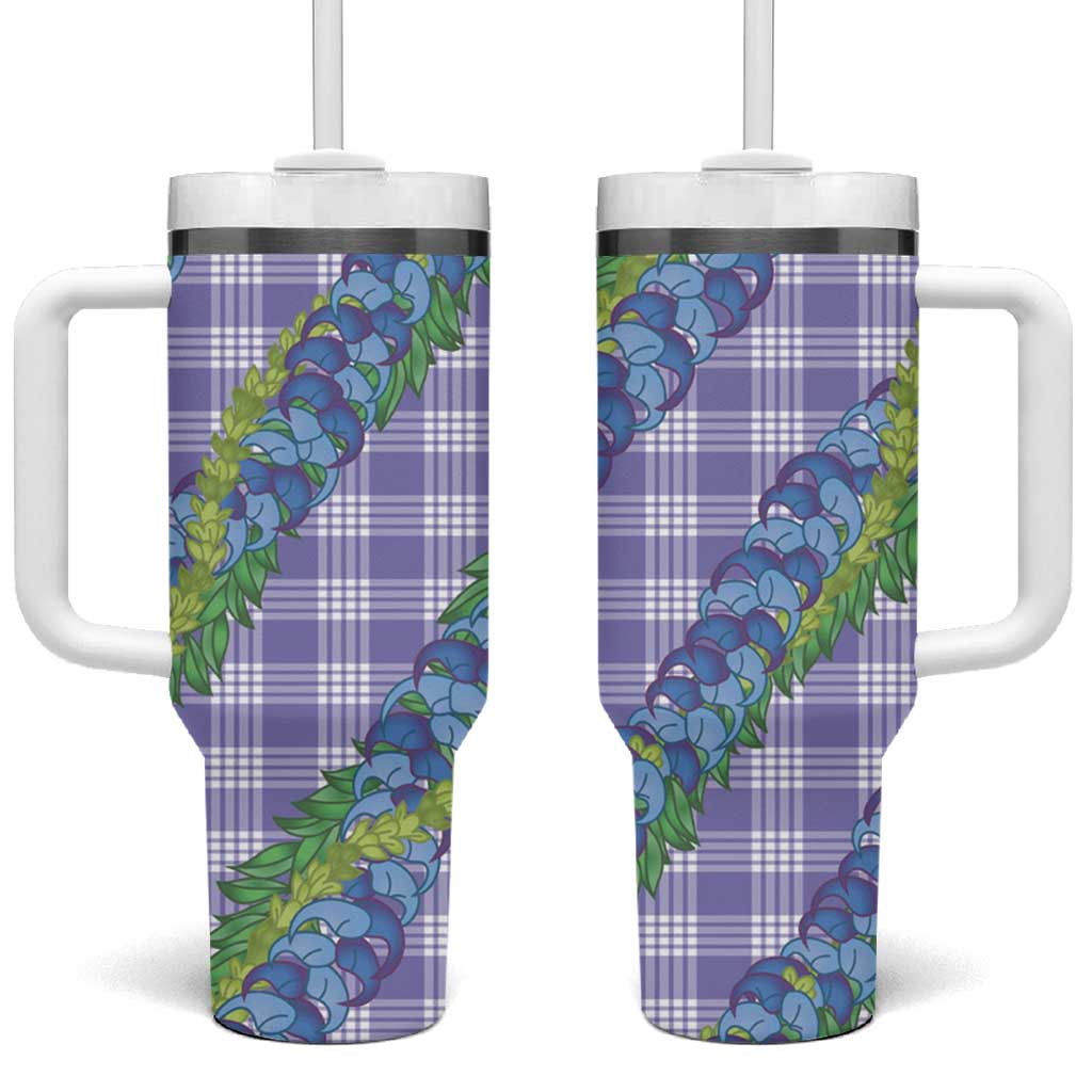 Hawaii Jade Vine Lei Tumbler With Handle Aloha Palaka Motif - Purple LT14 One Size: 40 oz Purple - Polynesian Pride