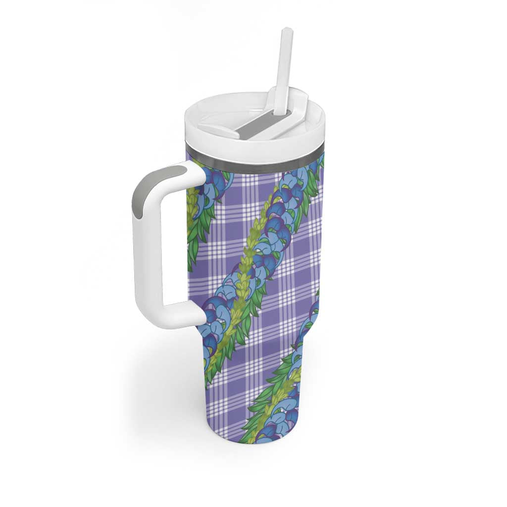 Hawaii Jade Vine Lei Tumbler With Handle Aloha Palaka Motif - Purple LT14 - Polynesian Pride